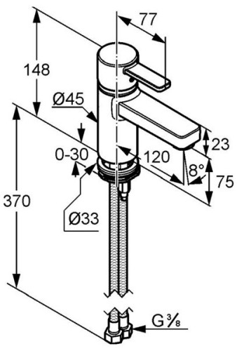 Смеситель KLUDI ZENTA 382519175 для раковины на одно отверстие однорычажный без донного клапана