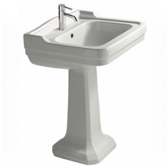 Раковина GALASSIA ETHOS 8416M подвесная или встраиваемая сверху с одним отверстием с переливом со спинкой цвет белый глянцевый