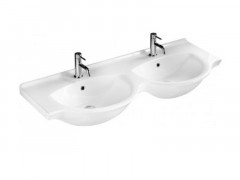 Раковина HATRIA SOPHIE Y0Q501 подвесная или на тумбу с двумя отверстием под два смесителя с переливом цвет белый