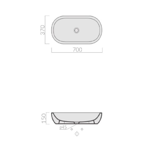 Раковина GALASSIA M2 5234 TR накладная без отверстий с переливом цвет травертин