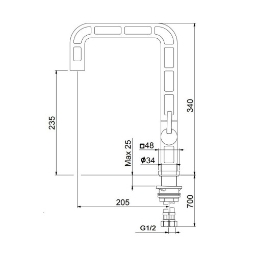 Смеситель для кухни Webert One-A ON921202441, черный/сталь