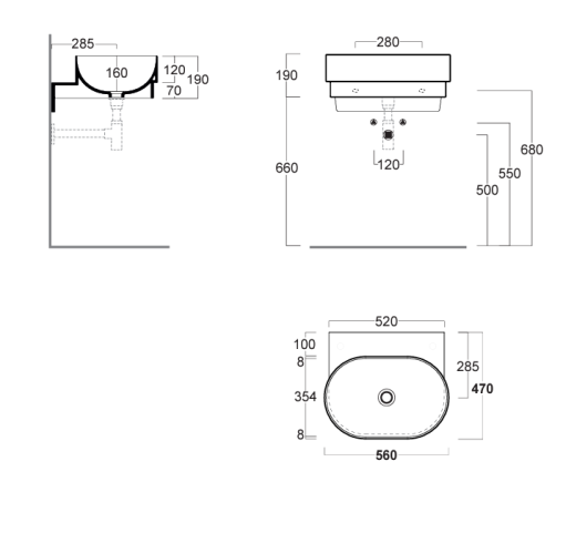 Раковина SIMAS PO-MO подвесная или накладная без отверстий цвет белый PO06