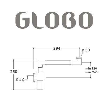 Сифон GLOBO для раковины эконосичный цвет черный матовый RA053AR