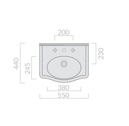 Раковина GALASSIA ETHOS 8431 подвесная или встраиваемая сверху с тремя отверстиями с переливом цвет белый глянцевый