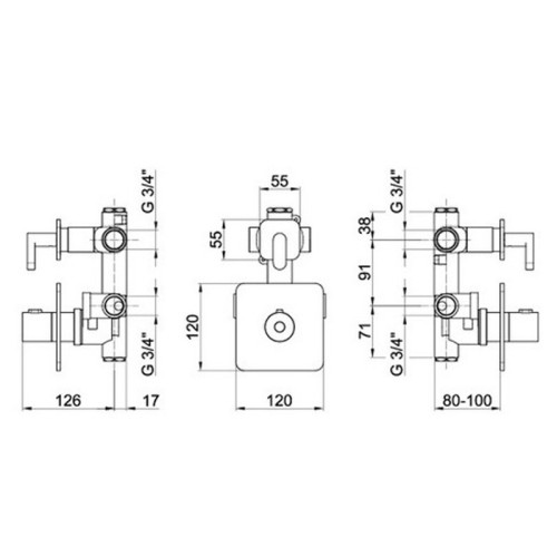Смеситель для душа встраиваемый с термостатом Webert Living LV971302345, никель