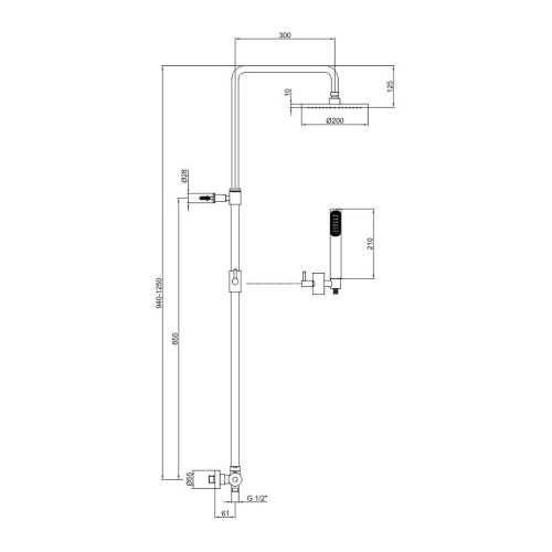 Душевая система с термостатом Webert Elio EL980507015PVC, хром