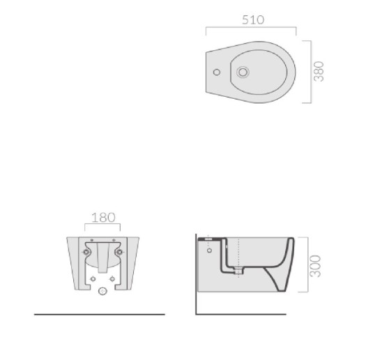Биде GALASSIA xES 9906 подвесное с одним отверстием с крепежом цвет белый глянцевый