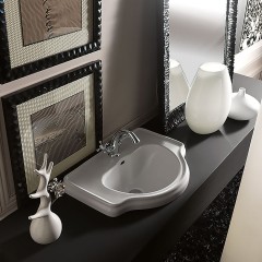 Раковина KERASAN подвесная/накладная с переливом с одним отверстием цвет белый 103001*1