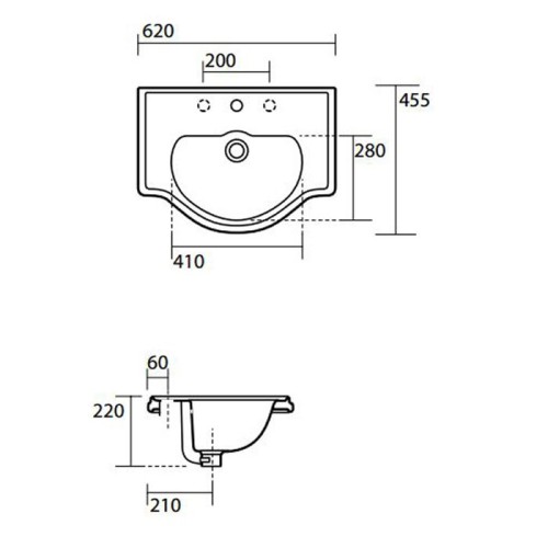 Раковина KERASAN подвесная/накладная с переливом с одним отверстием цвет белый 103001*1