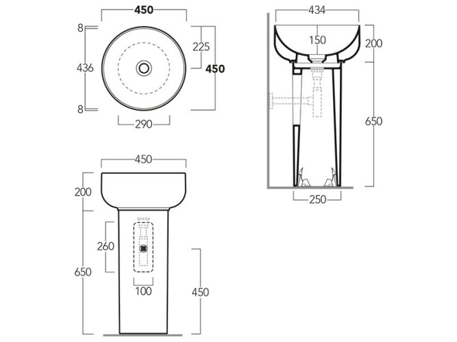 Колонна SIMAS BALLOON напольная цвет белый CN300 слив в стену