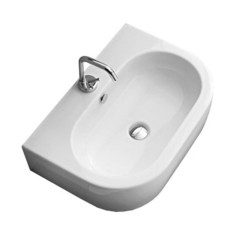 Раковина KERASAN подвесная/накладная с переливом с одним отверстием цвет белый 314101*1