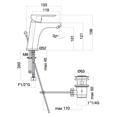 Смеситель для раковины Webert Sax Evolution SE833102560. черный