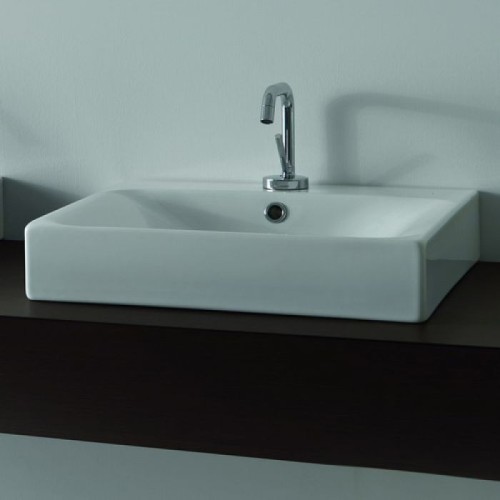 Раковина KERASAN подвесная/накладная с переливом с одним отверстием цвет белый 353001*1