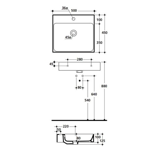 Раковина KERASAN подвесная/накладная с переливом с одним отверстием цвет белый 353001*1