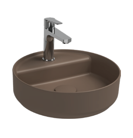 Раковина накладная ISVEA Infinity 42 круглая ?42см, с отверстием под смеситель цвет коричневый матовый