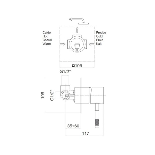 Смеситель для душа встраиваемый Webert Rimini RI880101740, белый