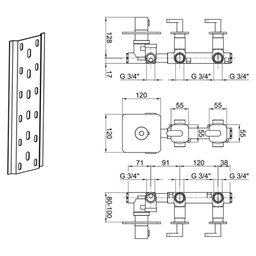 Смеситель для душа встраиваемый с термостатом Webert Living LV971402560, черный