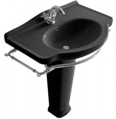 Раковина GALASSIA ETHOS 8433MNE подвесная или встраиваемая сверху с одним отверстием с переливом цвет черный глянцевый