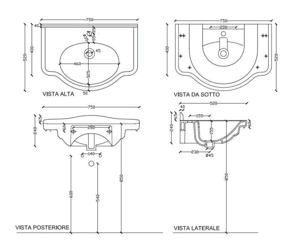 Раковина GALASSIA ETHOS 8433MNE подвесная или встраиваемая сверху с одним отверстием с переливом цвет черный глянцевый
