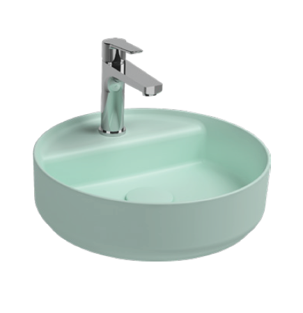 Раковина накладная ISVEA Infinity 42 круглая ?42см, с отверстием под смеситель цвет мятно-зеленый матовый