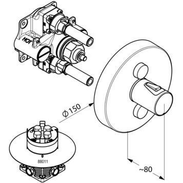 Термостат KLUDI PUSH 388120538 для ванны и душа встраиваемый на 2 потребителя внешняя часть