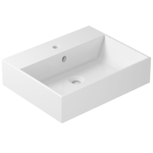 Раковина GALASSIA PLUS DESIGN 6102 накладная или подвесная с одним отверстием с переливом цвет белый глянцевый