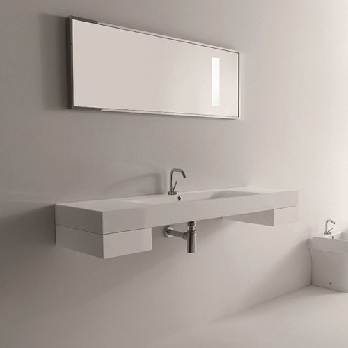 Раковина KERASAN подвесная/накладная с переливом с одним отверстием цвет белый 353501*1