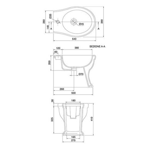 Биде Scarabeo Castellana напольное с одним отверстием цвет белый 5307
