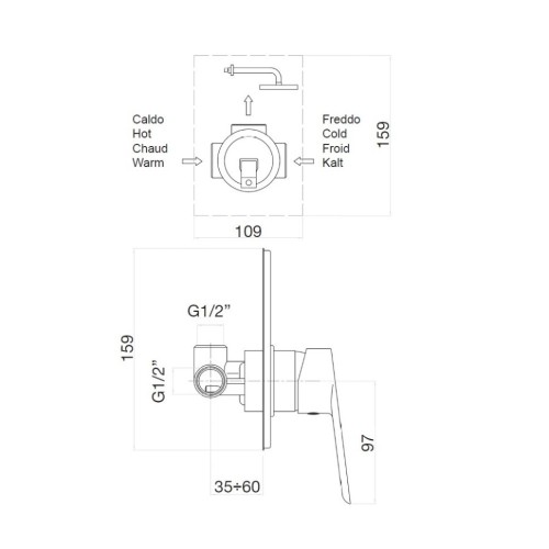 Смеситель для душа встраиваемый Webert Sax Evolution SE880101740, белый