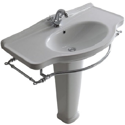 Раковина GALASSIA ETHOS 8434 подвесная или встраиваемая сверху с тремя отверстиями с переливом цвет белый глянцевый