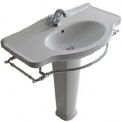 Раковина GALASSIA ETHOS 8434 подвесная или встраиваемая сверху с тремя отверстиями с переливом цвет белый глянцевый