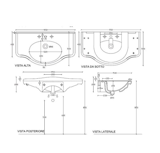Раковина GALASSIA ETHOS 8434 подвесная или встраиваемая сверху с тремя отверстиями с переливом цвет белый глянцевый