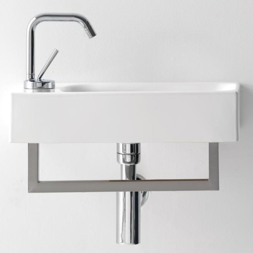 Раковина KERASAN подвесная/накладная с переливом с одним отверстием цвет белый 353701L*1