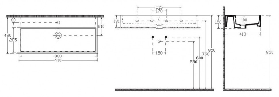 Раковина Isvea Purita 90 см, накладная цвет белый