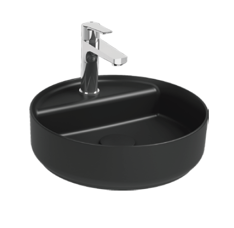 Раковина накладная ISVEA Infinity 42 круглая ?42см, с отверстием под смеситель цвет черный матовый