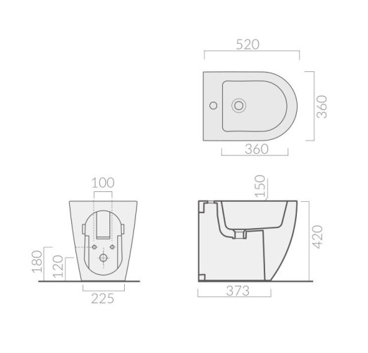 Биде GALASSIA Dream 7328 GM напольное с одним отверстием с крепежом цвет серый матовый