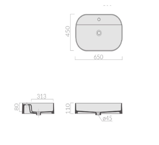 Раковина GALASSIA SMART B 7400 накладная с одним отверстием без перелива цвет белый глянцевый