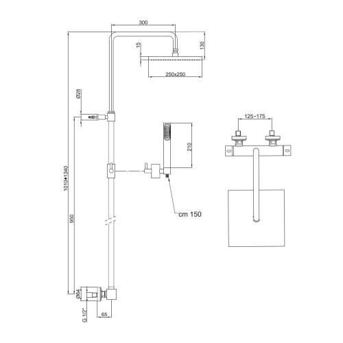 Душевая система с термостатом Webert Pegaso PE980507740METAL, белый