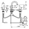 Смеситель KLUDI BOZZ 383910576 для раковины на три отверстия двухвентильный