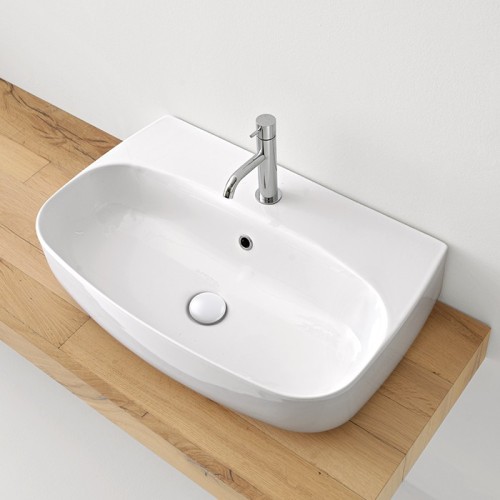 Раковина KERASAN подвесная/накладная с переливом с одним отверстием цвет белый 534201*1