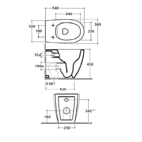 Унитаз GLOBO 4ALL напольный приставной безободковый цвет белый MD004BI