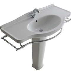 Раковина GALASSIA ETHOS 8435 подвесная или встраиваемая сверху с тремя отверстиями с переливом цвет белый глянцевый