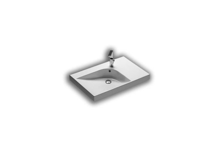 Раковина HATRIA GRANDANGOLO YXF901 подвесная или на тумбу с одним отверстием с переливом цвет белый