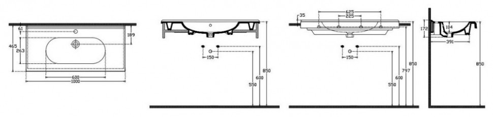 Раковина ISVEA Sentimenti накладная ШГВ 1000*450*170 цвет белый