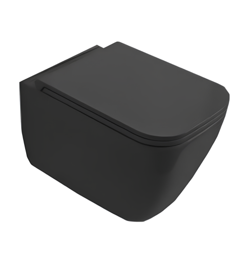 Комплект унитаз Scarabeo TEOREMA 2.0 подвесной безободковый с сиденьем с микролифтом и с крепежом цвет черный матовый 5126/CL 49 8305/B 49 10050/A