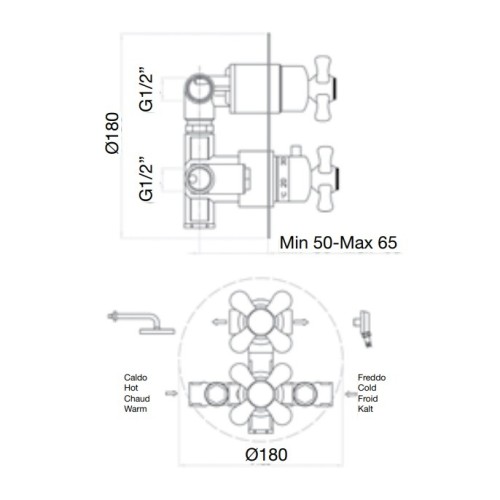 Смеситель для душа встраиваемый с термостатом Webert Ottocento OT970902015, хром
