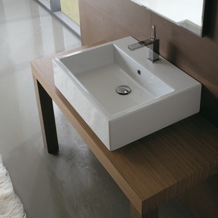 Раковина GLOBO STONE подвесная или накладная с тремя намеченными отверстиями цвет белый SCQ61BI