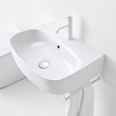 Раковина KERASAN подвесная/накладная с переливом с одним отверстием цвет белый глянцевый 534101*1