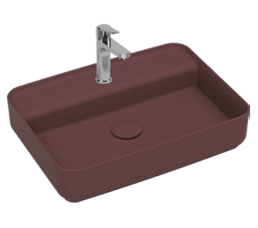 Раковина накладная ISVEA Infinity 55 прямоугольная 55см, с отверстием под смеситель цвет бордовый матовый