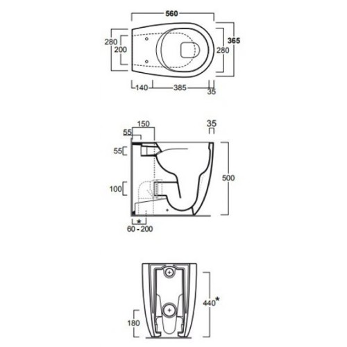Унитаз SIMAS VIGNONI напольный приставной безободковый цвет белый h50 VI21